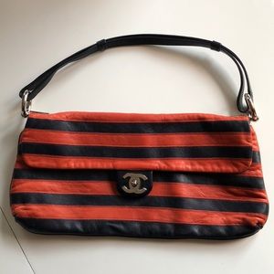 CHANEL bag- orange and dark navy stripes!